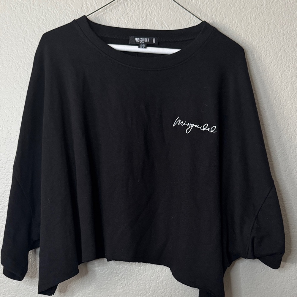Missguided Black Crop Top with White Logo
